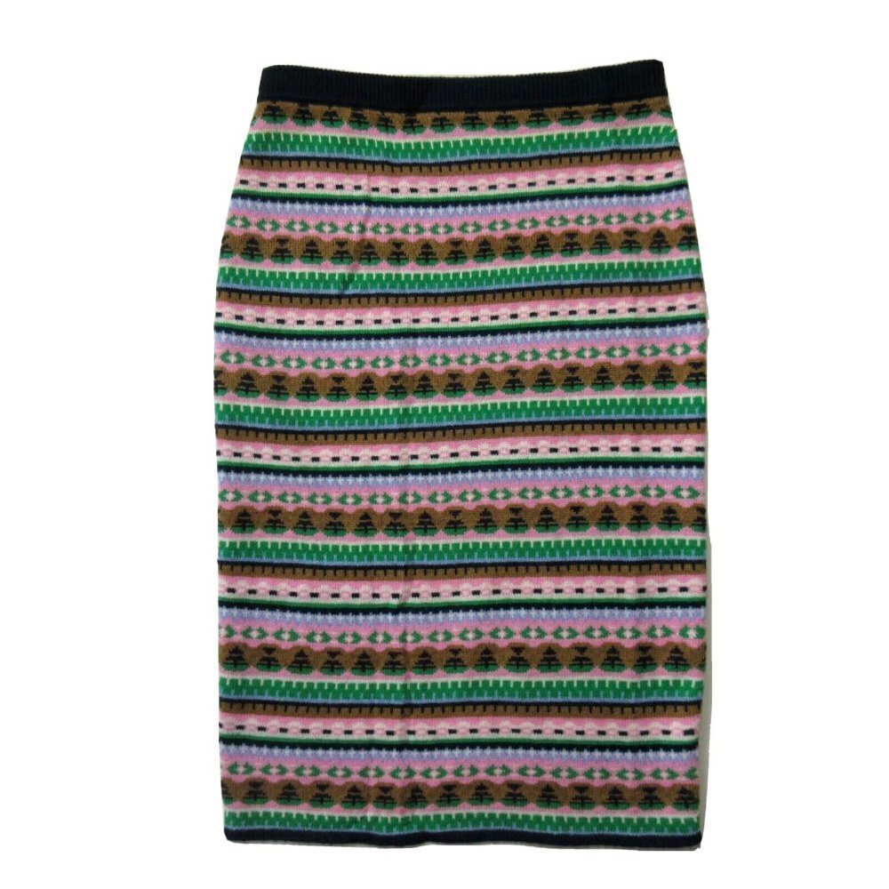NWT J.Crew Fair Isle Sweater Tube in Navy Teak Pull-on Lambswool Skirt XXS